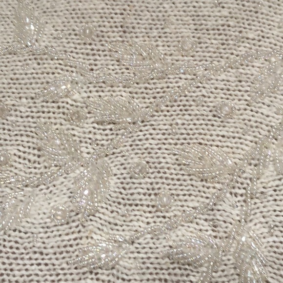 Vintage Pronto Moda Sweater Size Small Cream Sequin Beaded Dolman Sleeve - Picture 5 of 12